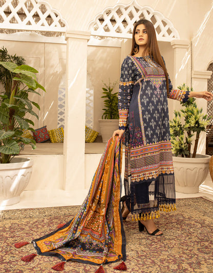 AY-006 – 3 Piece Digital Printed Unstitched Luxury Lawn