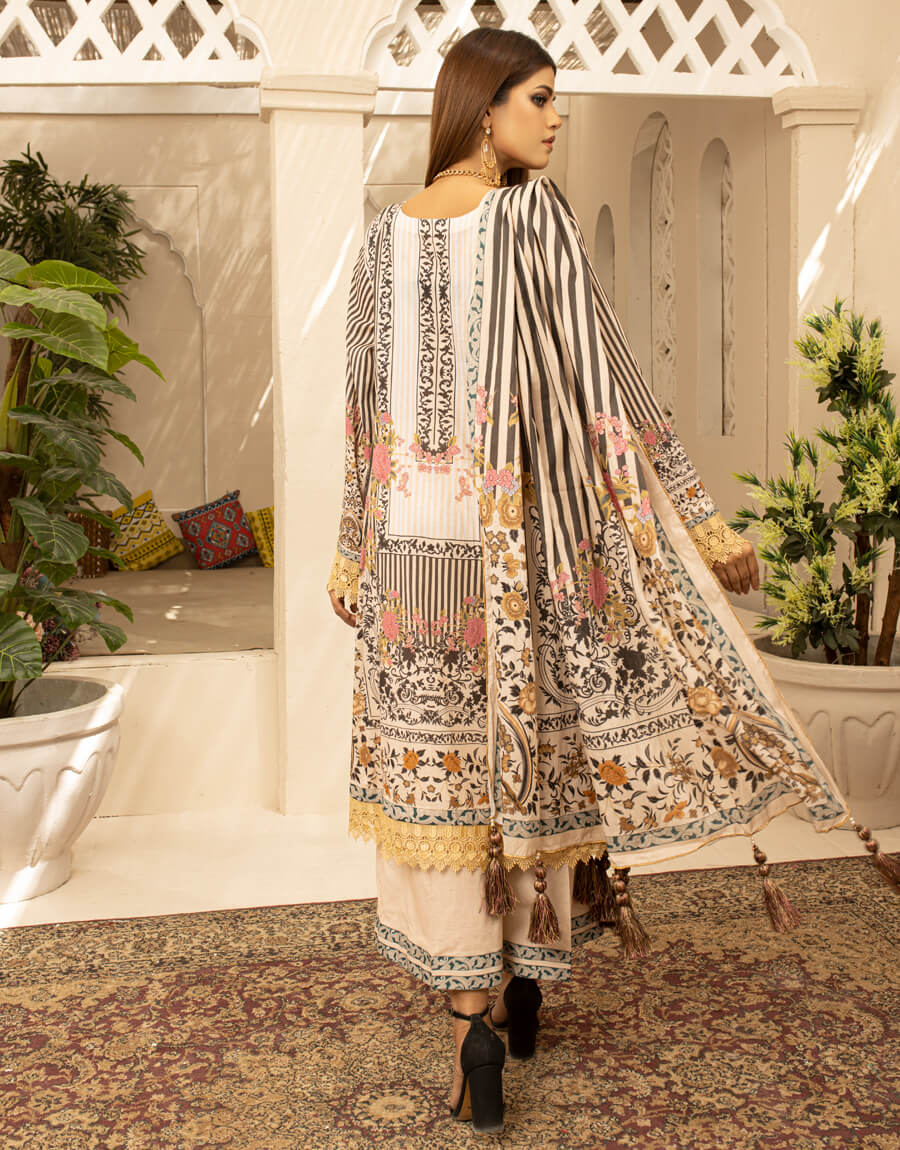 AY-007 – 3 Piece Digital Printed Unstitched Luxury Lawn