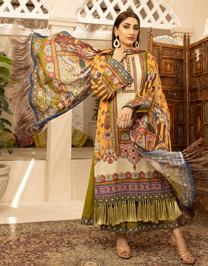 AY-010 – 3 Piece Digital Printed Unstitched Luxury Lawn