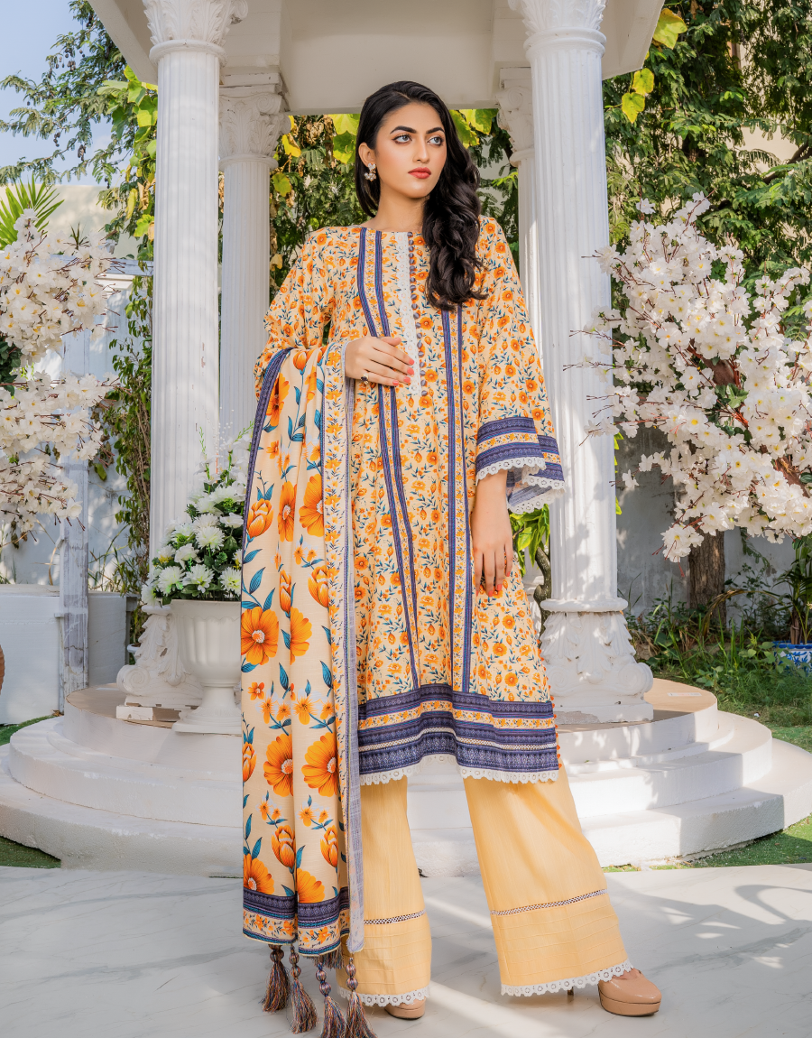 AYW-009- Unstitched Khaddar 3 Piece