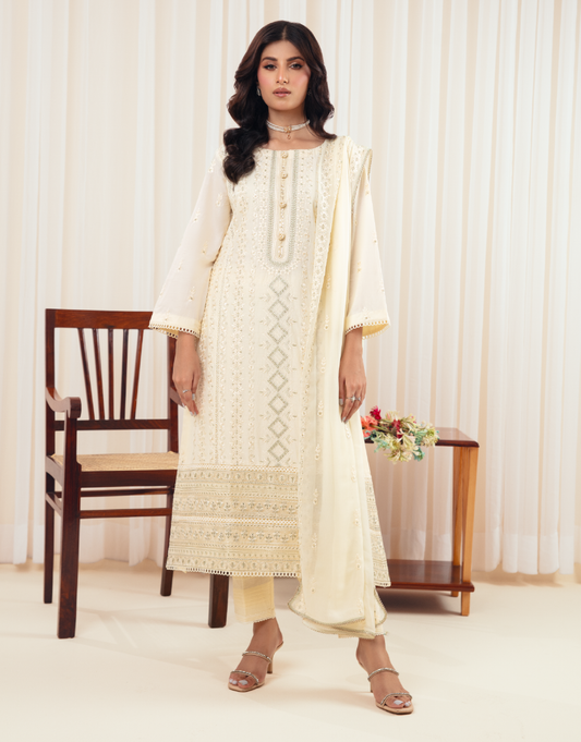 IL 001 Ivory Unstitched Lawn