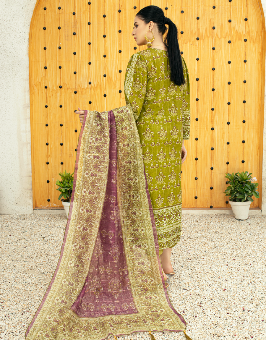 EY - 011 - 3 piece Unstitched Embroidered Lawn