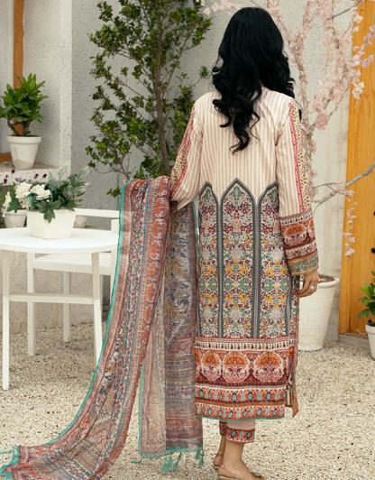 EY - 020 - 3 piece Unstitched Embroidered Lawn