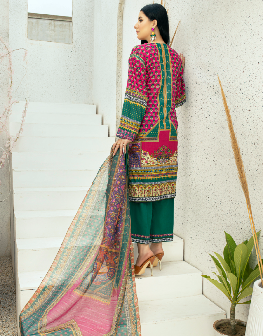 EY - 012 - 3 piece Unstitched Embroidered Lawn