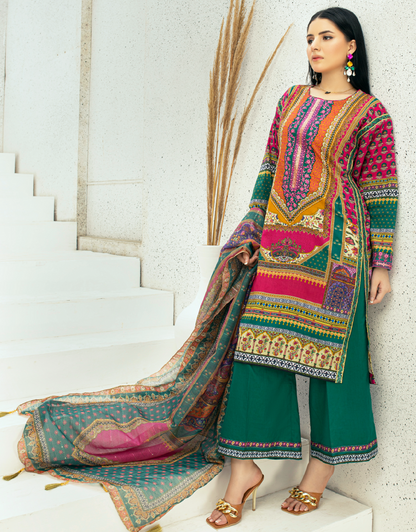 EY - 012 - 3 piece Unstitched Embroidered Lawn