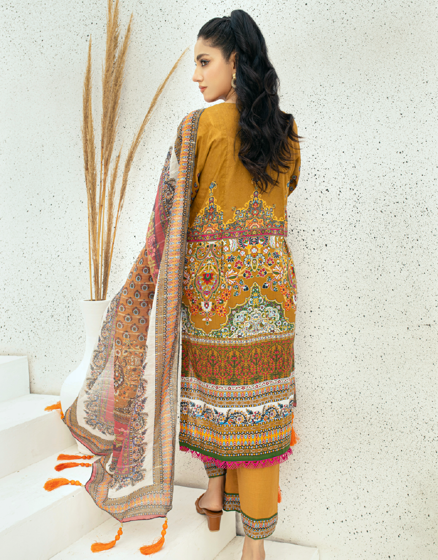 EY - 013 - 3 piece Unstitched Embroidered Lawn