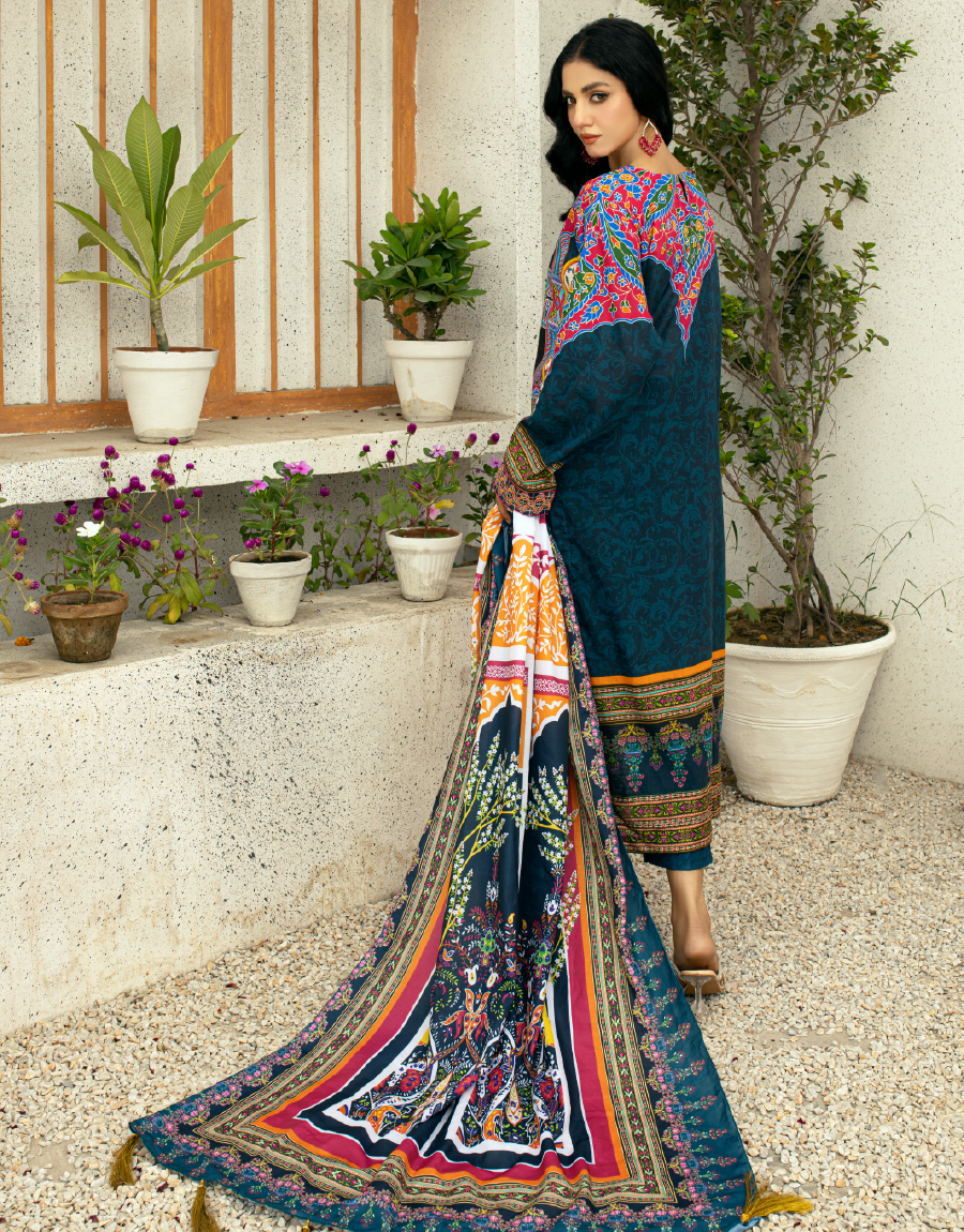 EY - 018 - 3 piece Unstitched Embroidered Lawn