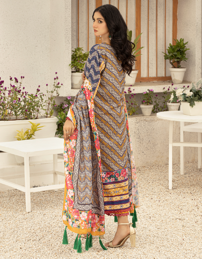 EY - 019 - 3 piece Unstitched Embroidered Lawn