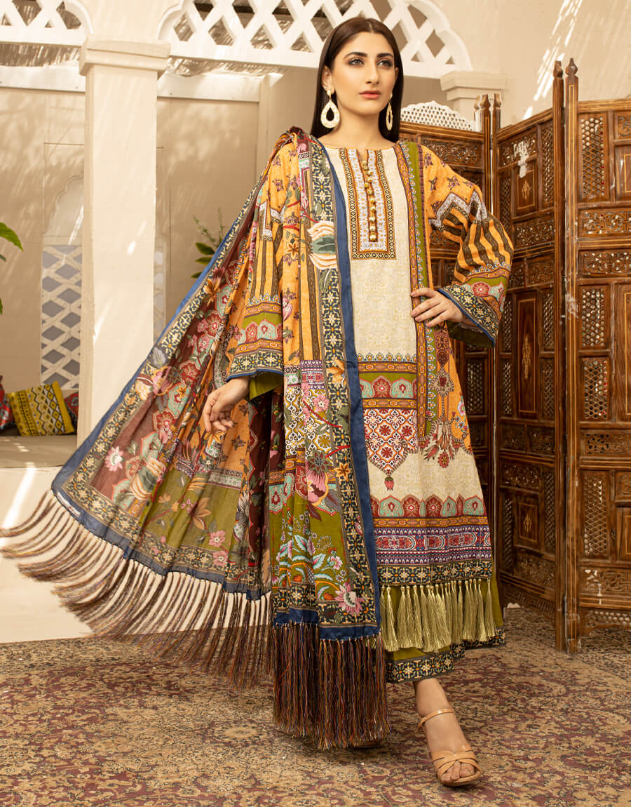 AY-010 – 3 Piece Digital Printed Unstitched Luxury Lawn