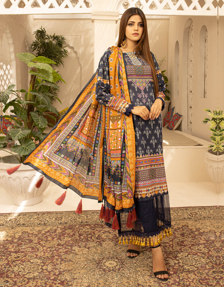 AY-006 – 3 Piece Digital Printed Unstitched Luxury Lawn