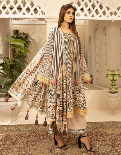 AY-007 – 3 Piece Digital Printed Unstitched Luxury Lawn